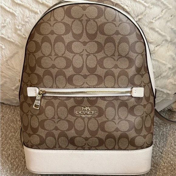 Coach Monogram Backpack in Brown and Cream - Picture 1 of 13